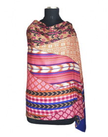 Women pure wool stole Out line print design multi